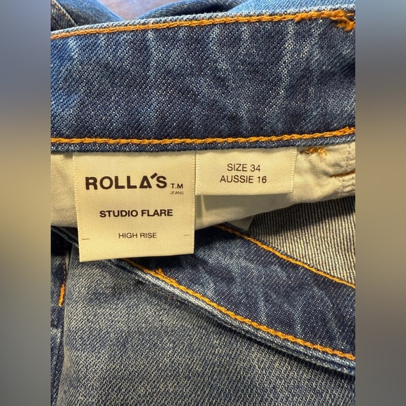 Rolla’s Studio Flare Eclipse Vintage Super High Rise Wide Leg Baggy Jeans SZ 34 - Picture 8 of 11